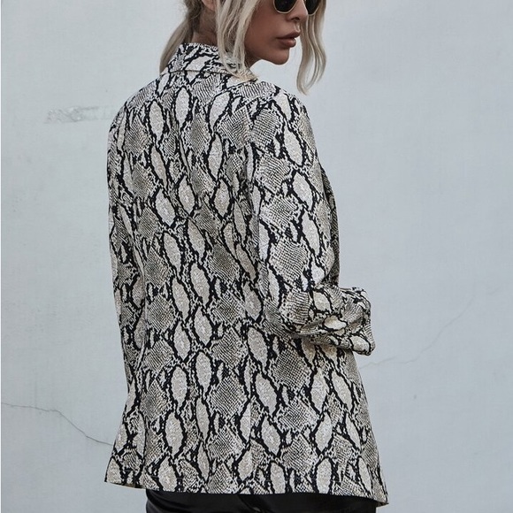 animal print snake print jacket long sleeve coat blazer - Picture 2 of 6